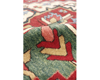 Pasargad Azerbaijan Collection Hand-Knotted Lamb's Wool Area Rug - Red/Navy, 149" x 220" (032023)