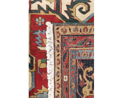 Pasargad Azerbaijan Collection Hand-Knotted Lamb's Wool Area Rug - Red/Navy, 149" x 220" (032023)