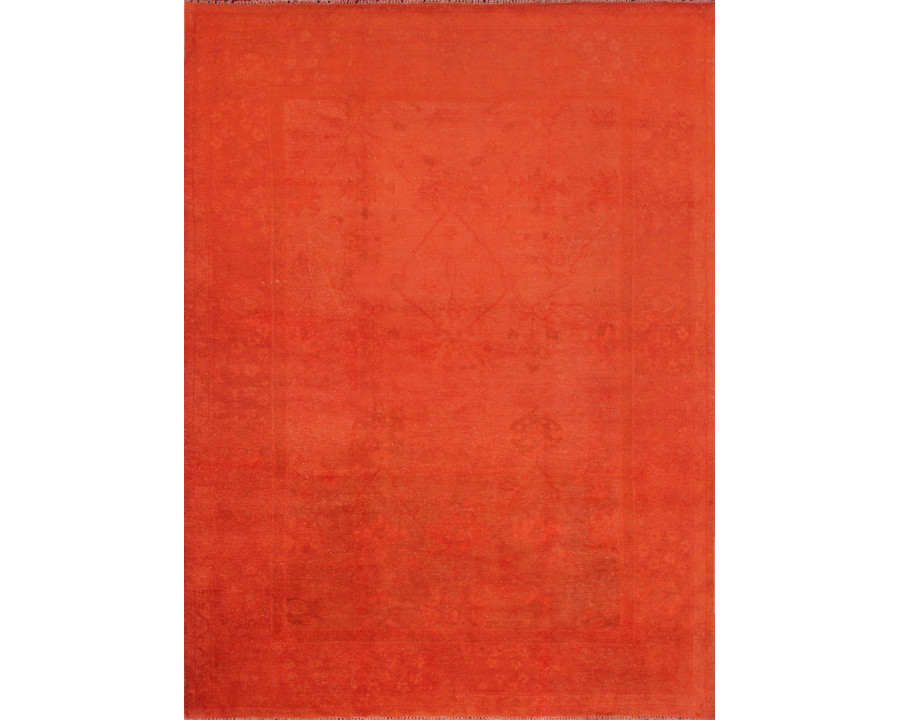 Pasargad - Lahore Collection Hand-Knotted Lamb's Wool Area Rug in Coral/Cobalt, 101" x 135" (037416)