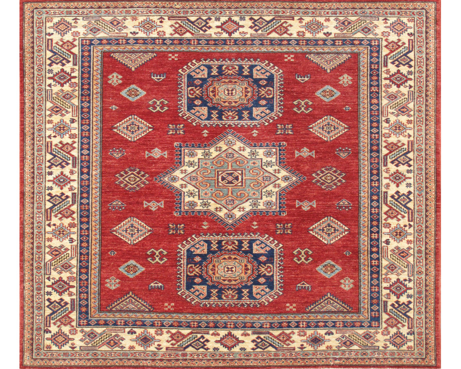 Pasargad - Kazak Collection Hand-Knotted Lamb's Wool Area Rug in Red/Ivory, 62" x 71" (044074)