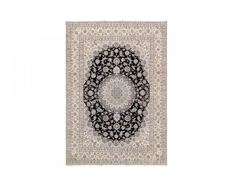 Pasargad - Nain Collection Hand-Knotted Navy/Ivory Wool Area Rug 119'' x 157'' (045629)