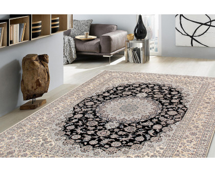 Pasargad - Nain Collection Hand-Knotted Navy/Ivory Wool Area Rug 119'' x 157'' (045629)