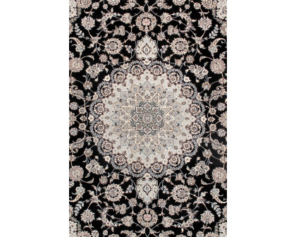 Pasargad - Nain Collection Hand-Knotted Navy/Ivory Silk and Wool Area Rug 118'' x 166'' (045630)