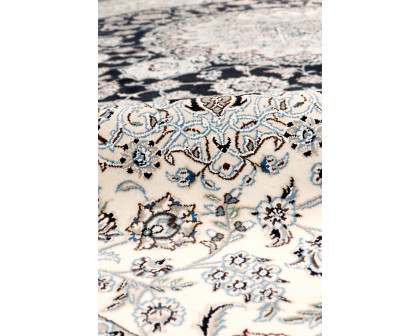 Pasargad - Nain Collection Hand-Knotted Navy/Ivory Silk and Wool Area Rug 118'' x 166'' (045630)