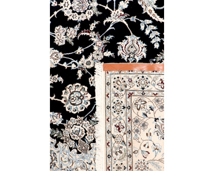 Pasargad - Nain Collection Hand-Knotted Navy/Ivory Silk and Wool Area Rug 118'' x 166'' (045630)