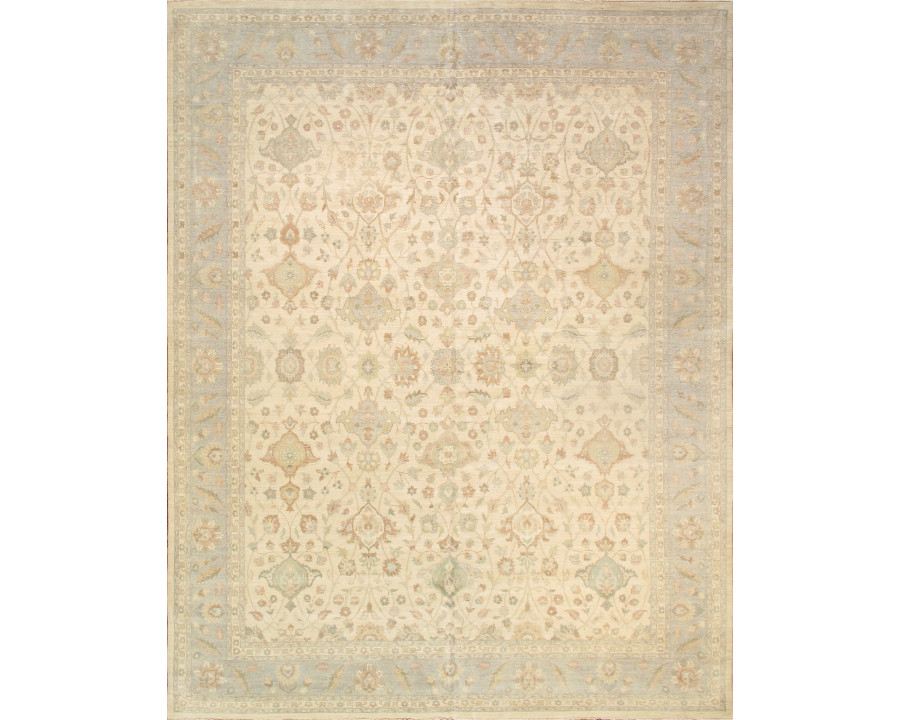 Pasargad - Melody Collection Hand-knotted Wool Area Rug in Ivory/L. Blue, 142" x 180" (78363 12x15)