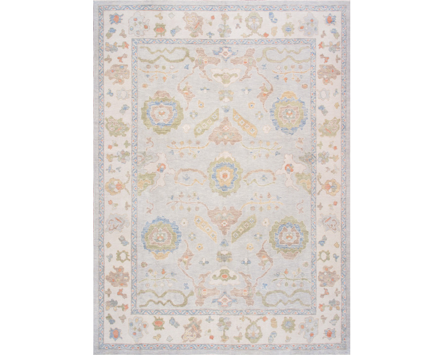 Pasargad - Oushak Collection Hand-Knotted Wool Area Rug in L. Blue/Ivory, 109" x 151" (78365 9x13)