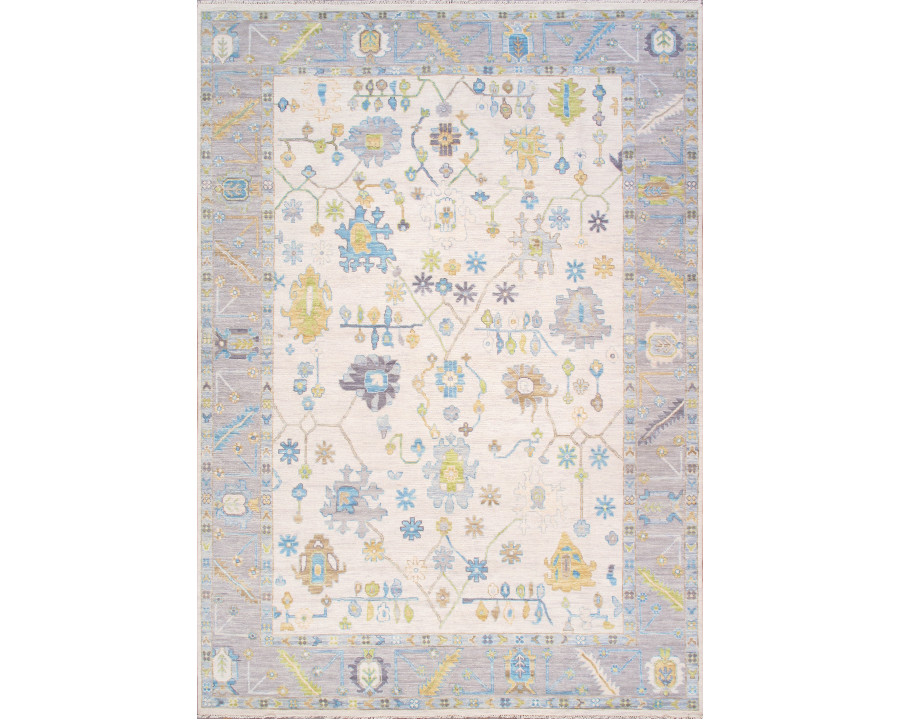 Pasargad - Oushak Collection Hand-Knotted Wool Area Rug in Ivory/Gray, 122" x 173" (78369 10x14)