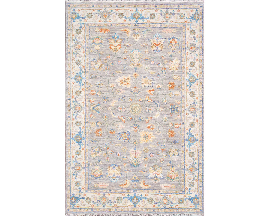 Pasargad - Oushak Collection Hand-Knotted Wool Area Rug in Gray/Ivory, 72" x 110" (78370 6x9)