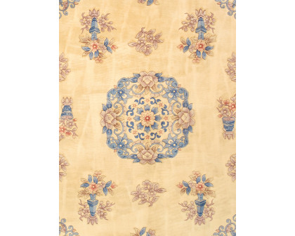 Pasargad - Art Deco Collection Hand-Knotted Wool Area Rug in Ivory/Blue, 106" x 142" (97895 9x12)