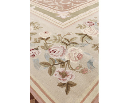 Pasargad - Abusson Collection Hand-Knotted Wool Area Rug in L.Brown/Beige, 110" x 142" (991201 9x12)