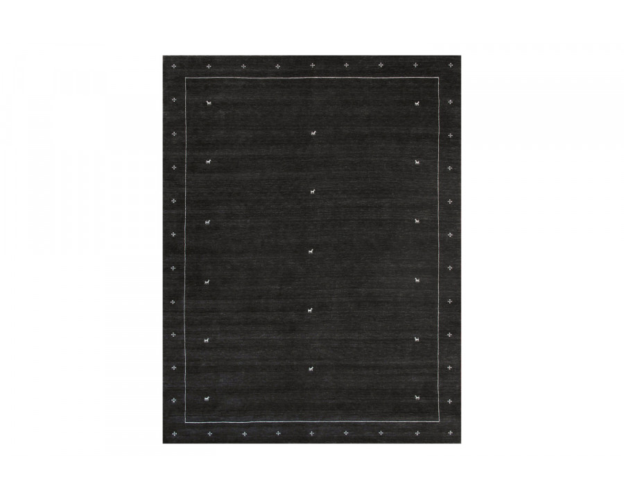 Pasargad Gramercy Collection Hand-Loomed Silk and Wool Charcoal Area Rug (AR-21 10X14) - 120'' x 168''