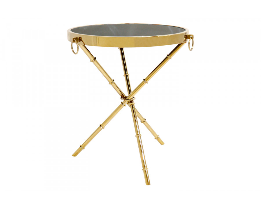 Pasargad Vicenza Collection Steel and Glass Side Table - Gold