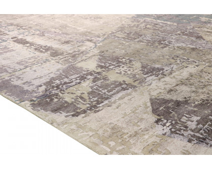 Pasargad Modern Collection Hand-Knotted Gray Bamboo Silk and Wool Area Rug (BC-1179WH 10X14) - 119'' x 165''