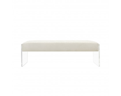 Pasargad - Tribecca Bench in Ivory/Clear, Acrylic/Velvet