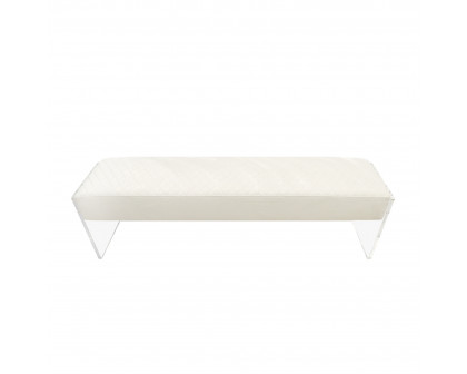 Pasargad - Tribecca Bench in Ivory/Clear, Acrylic/Velvet