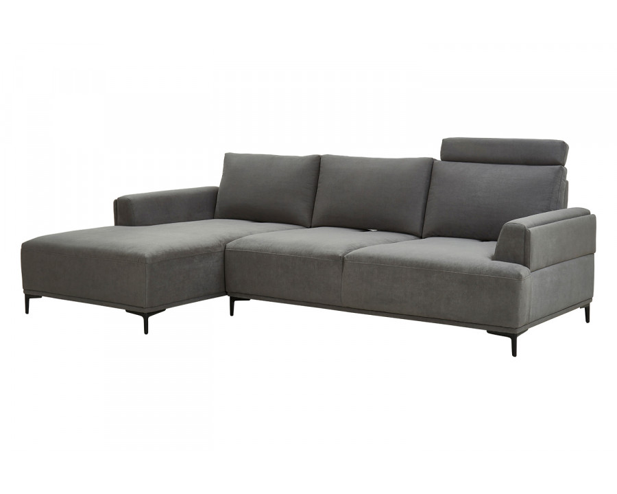 Pasargad Modern Lucca Sectional Sofa with Push Back Functional, Left Facing Chaise Gray Color