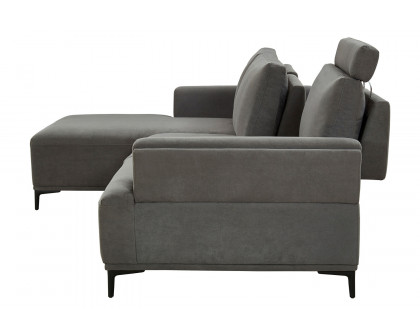 Pasargad Modern Lucca Sectional Sofa with Push Back Functional, Left Facing Chaise Gray Color