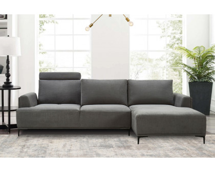 Pasargad Modern Lucca Sectional Sofa with Push Back Functional, Left Facing Chaise Gray Color