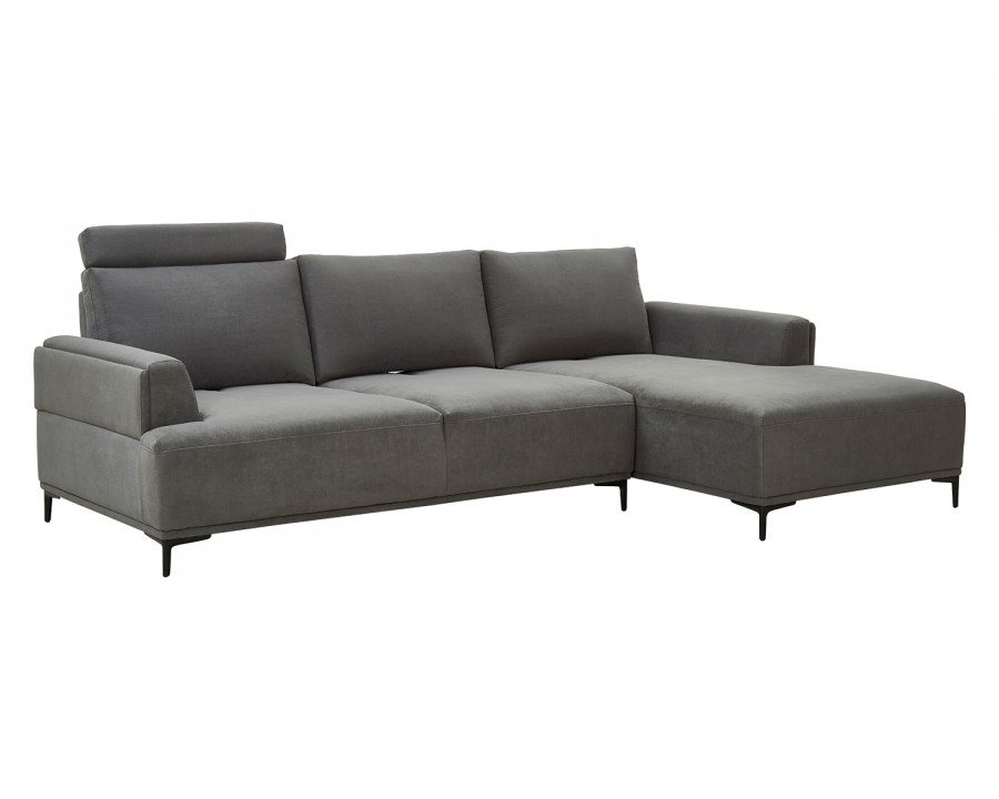 Pasargad Modern Lucca Sectional Sofa with Push Back Functional, Right Facing Chaise Gray Color