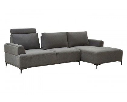 Pasargad Modern Lucca Sectional Sofa with Push Back Functional, Right Facing Chaise Gray Color