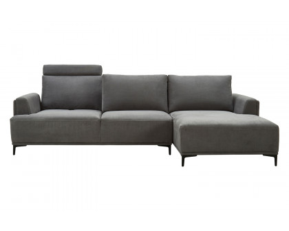 Pasargad Modern Lucca Sectional Sofa with Push Back Functional, Right Facing Chaise Gray Color