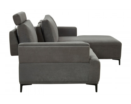 Pasargad Modern Lucca Sectional Sofa with Push Back Functional, Right Facing Chaise Gray Color