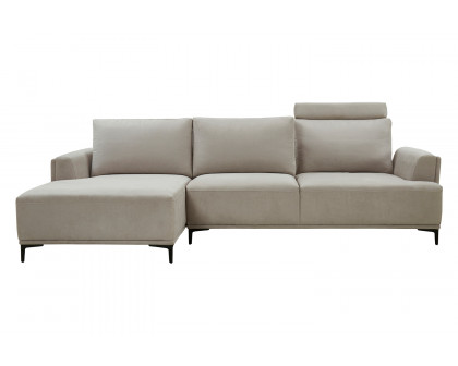 Pasargad Modern Lucca Sectional Sofa with Push Back Functional, Left Facing Chaise Beige Color