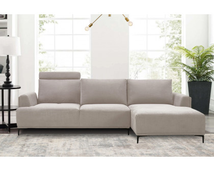 Pasargad Modern Lucca Sectional Sofa with Push Back Functional, Left Facing Chaise Beige Color