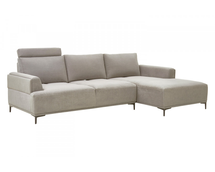 Pasargad Modern Lucca Sectional Sofa with Push Back Functional, Right Facing Chaise Beige Color