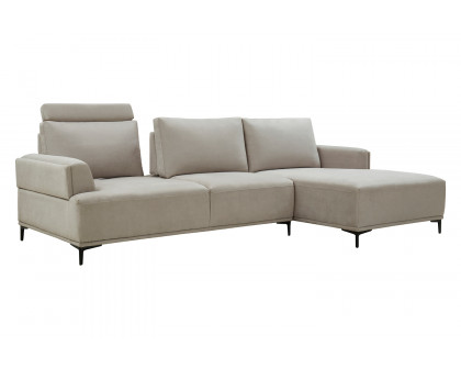 Pasargad Modern Lucca Sectional Sofa with Push Back Functional, Right Facing Chaise Beige Color