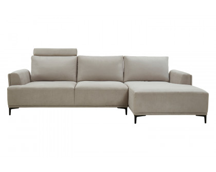 Pasargad Modern Lucca Sectional Sofa with Push Back Functional, Right Facing Chaise Beige Color