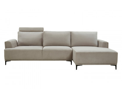 Pasargad Modern Lucca Sectional Sofa with Push Back Functional, Right Facing Chaise Beige Color