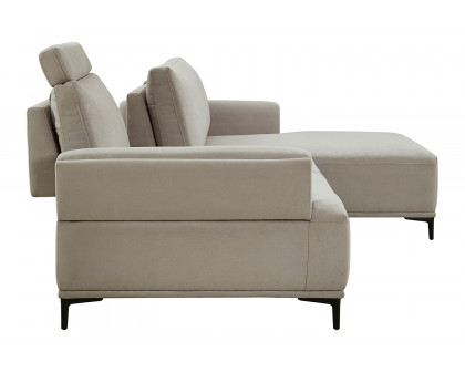 Pasargad Modern Lucca Sectional Sofa with Push Back Functional, Right Facing Chaise Beige Color