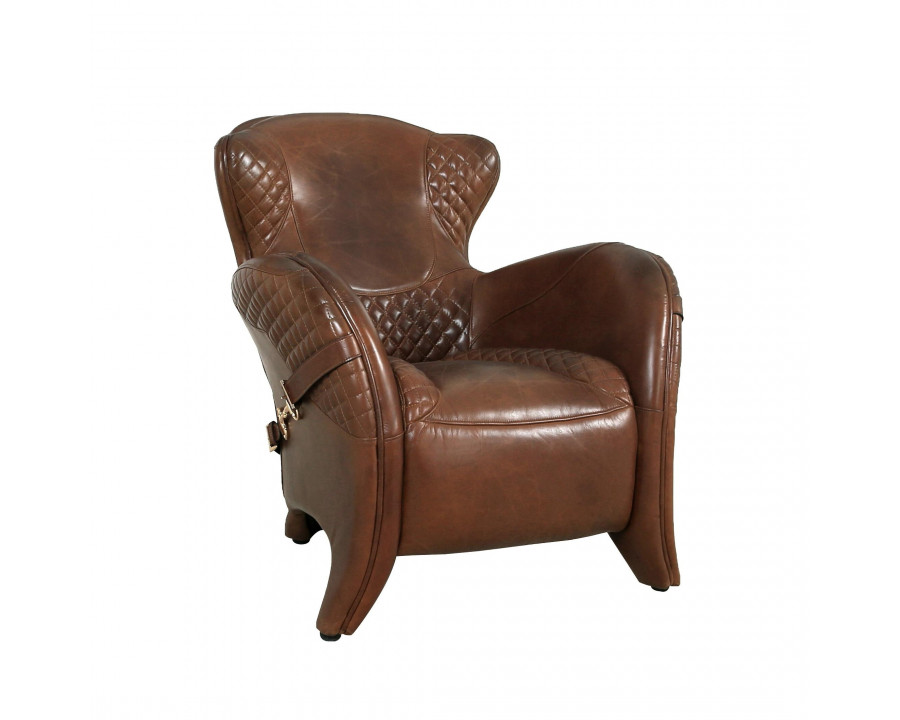 Pasargad - Aspen Wing Chair in Brown, Leather