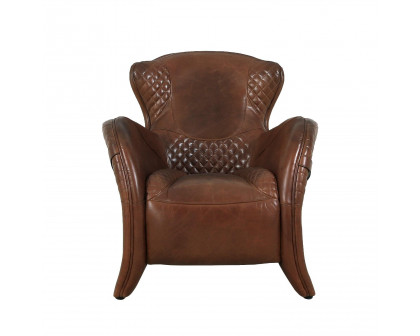 Pasargad - Aspen Wing Chair in Brown, Leather