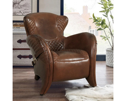 Pasargad - Aspen Wing Chair in Brown, Leather