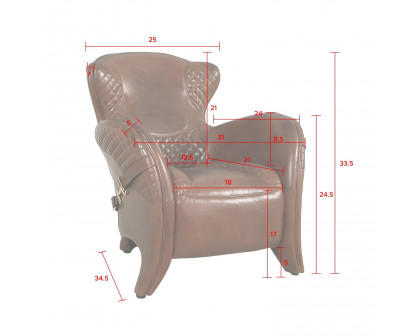 Pasargad - Aspen Wing Chair in Brown, Leather