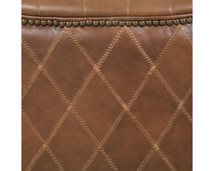 Pasargad - Harrison Upholstered Wing Chair in Brown, Leather