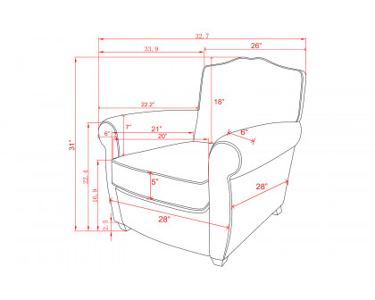 Pasargad Vicenza Collection Leather Wing Chair