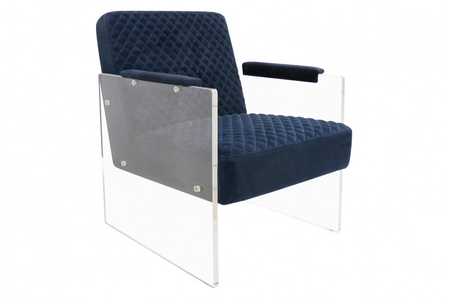 Pasargad™ Tribecca Collection Acrylic and Velvet Accentchair