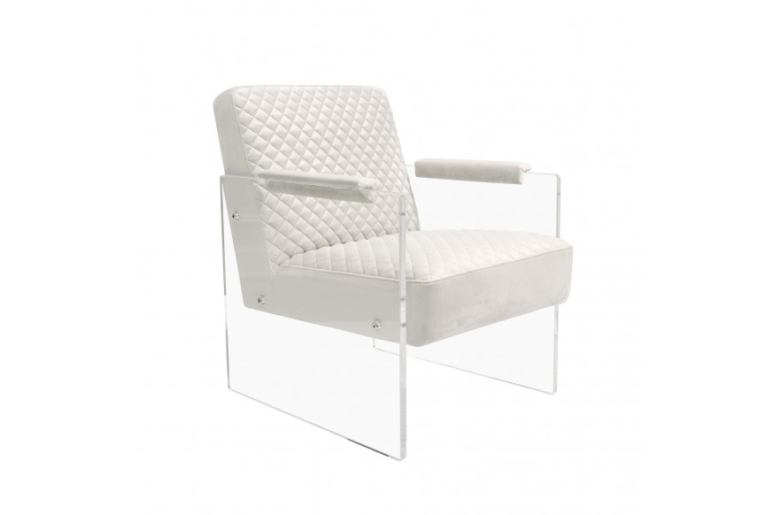 Pasargad™ Tribecca Accent Chair - Ivory/Clear, Acrylic/Velvet