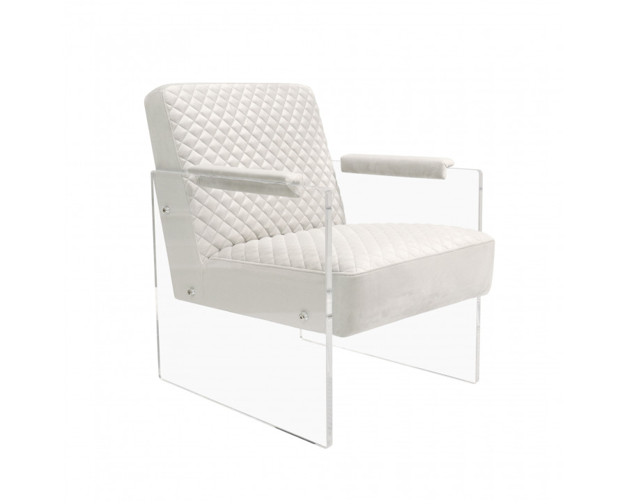 Pasargad - Tribecca Accent Chair in Ivory/Clear, Acrylic/Velvet