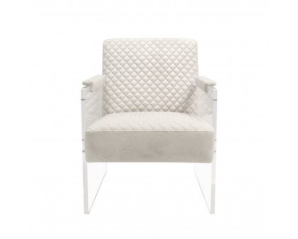 Pasargad™ Tribecca Accent Chair - Ivory/Clear, Acrylic/Velvet