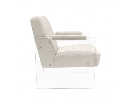 Pasargad™ Tribecca Accent Chair - Ivory/Clear, Acrylic/Velvet