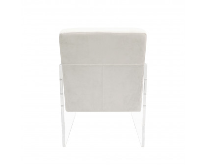 Pasargad™ Tribecca Accent Chair - Ivory/Clear, Acrylic/Velvet