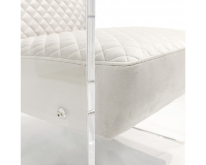 Pasargad™ Tribecca Accent Chair - Ivory/Clear, Acrylic/Velvet