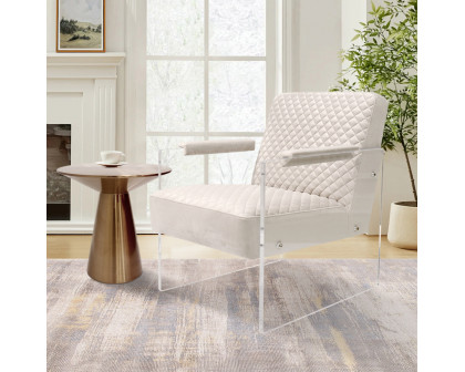 Pasargad™ Tribecca Accent Chair - Ivory/Clear, Acrylic/Velvet