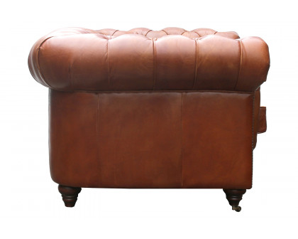 Pasargad - Genuine Leather Chester Bay Tufted Chair