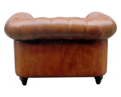 Pasargad - Genuine Leather Chester Bay Tufted Chair